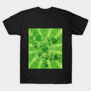 Abstract leaves on green kaleidoscope T-Shirt